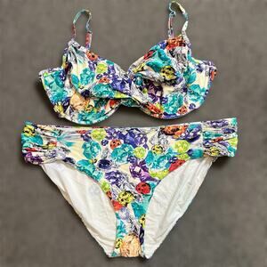 Robyn Lawley 2 Piece Bikini 22 Women Plus Crystals Print Swimsuit Beach Vacation